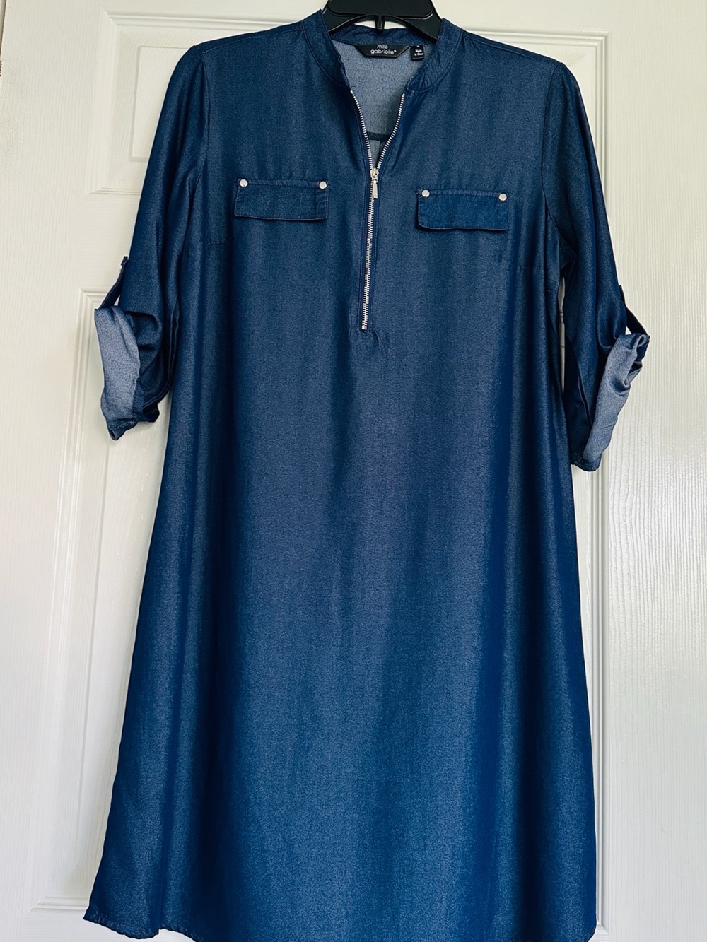Mlle Gabrielle Navy Zip-Front Utility Top